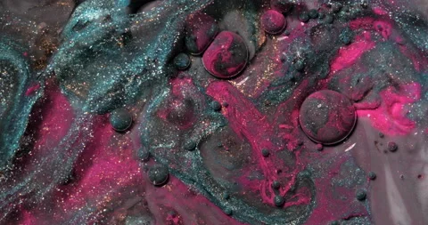 Liquid paint mixing artwork with splash and swirl Stock Footage 160416704