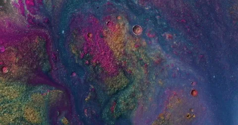 Liquid paint mixing artwork with splash and swirl Stock Footage 160418182