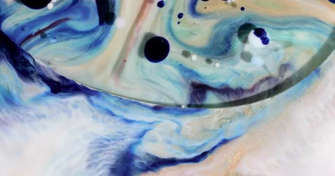 Liquid paint mixing artwork with splash and swirl Stock Footage 162766148