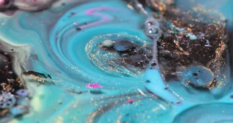 Liquid paint mixing artwork with splash and swirl Stock Footage 163578152