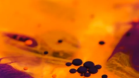 Liquid paint mixing artwork with splash and swirl Stock Footage 165140219