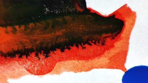 Liquid paint mixing artwork with splash and swirl Stock Footage 165141454