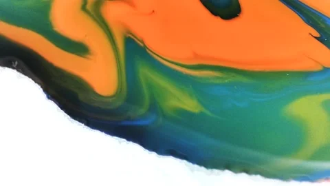 Liquid paint mixing artwork with splash and swirl Stock Footage 165141720