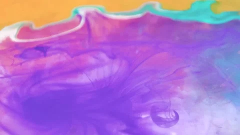 Liquid paint mixing artwork with splash and swirl Stock Footage 165143120