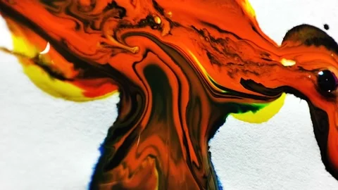 Liquid paint mixing artwork with splash and swirl Stock Footage 165143251