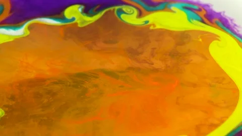 Liquid paint mixing artwork with splash and swirl Stock Footage 165145451