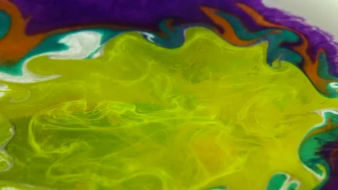 Liquid paint mixing artwork with splash and swirl Stock Footage 165145684