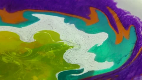 Liquid paint mixing artwork with splash and swirl Stock Footage 165145878