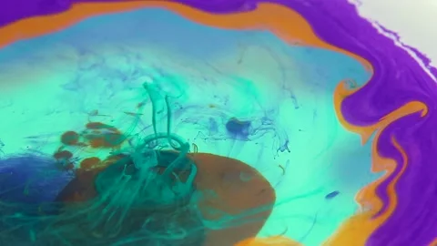 Liquid paint mixing artwork with splash and swirl Stock Footage 165146421