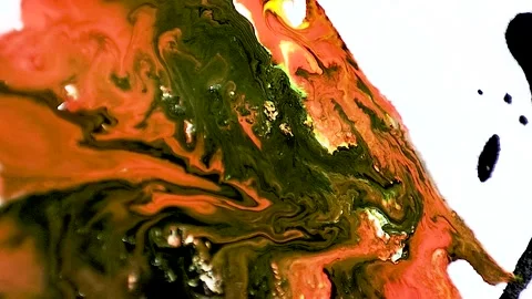 Liquid paint mixing artwork with splash and swirl Stock Footage 165161392