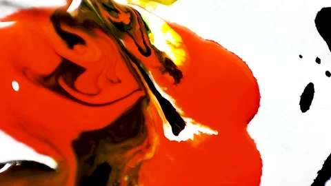 Liquid paint mixing artwork with splash and swirl Stock Footage 165161581
