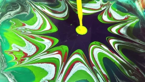 Liquid paint mixing artwork with splash and swirl Stock Footage 165162584