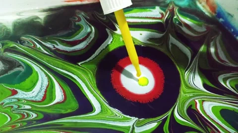 Liquid paint mixing artwork with splash and swirl Stock Footage 165163018