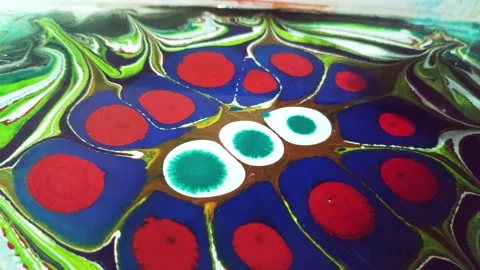 Liquid paint mixing artwork with splash and swirl Stock Footage 165163281