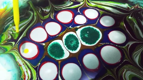 Liquid paint mixing artwork with splash and swirl Stock Footage 165163626