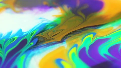 Liquid paint mixing artwork with splash and swirl Video stock 165164127