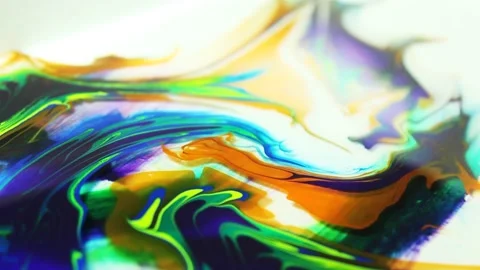 Liquid paint mixing artwork with splash and swirl Stock Footage 165164563