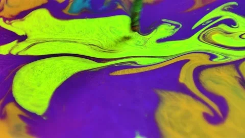 Liquid paint mixing artwork with splash and swirl Stock Footage 165169885