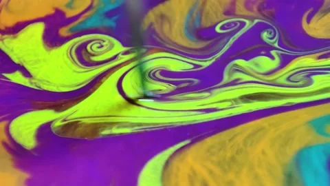 Liquid paint mixing artwork with splash and swirl Stock Footage 165170812