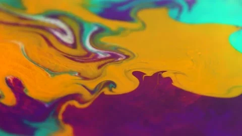 Liquid paint mixing artwork with splash and swirl Stock Footage 165197427