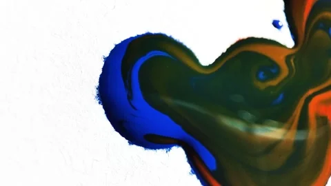 Liquid paint mixing artwork with splash and swirl Video stock 165352087