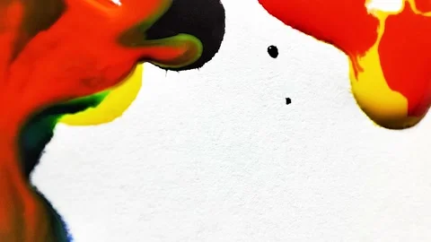 Liquid paint mixing artwork with splash and swirl Stock Footage 165352724