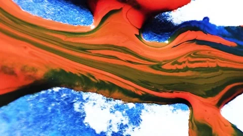 Liquid paint mixing artwork with splash and swirl Stock Footage 165355441