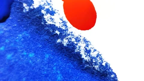 Liquid paint mixing artwork with splash and swirl Stock Footage 165356301