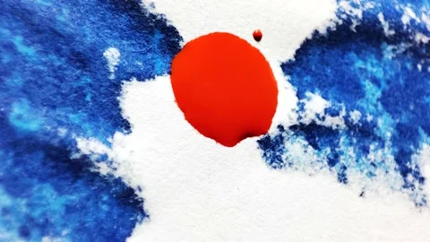 Liquid paint mixing artwork with splash and swirl Stock Footage 165356881