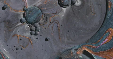 Liquid paint mixing artwork with splash and swirl Stock Footage 169601637