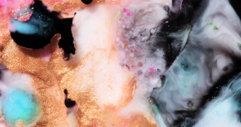 Liquid paint mixing artwork with splash and swirl Stock Footage 169604227