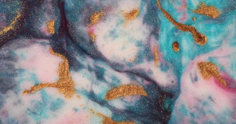 Liquid paint mixing artwork with splash and swirl Stock Footage 169868863
