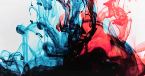 Liquid paint mixing artwork with splash and swirl Stock Footage 169869942