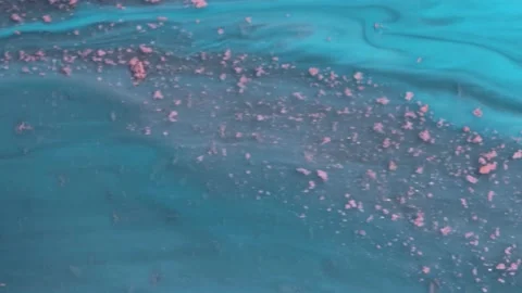 Liquid paint mixing backdrop with splash and swirl. Fluid art drawing video Stock Footage 219478376