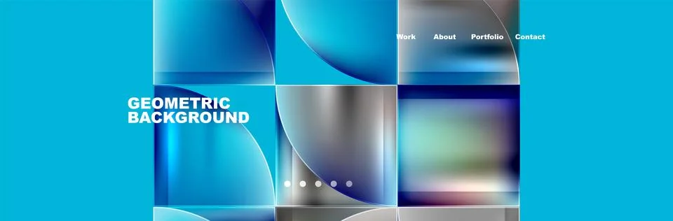 Liquid pattern with squares and circles in azure blue color Stock Illustration