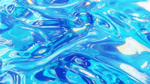 Liquid pattern like waves in looped motion. 3D stylish abstract blue bg of wavy Stock Footage 136294908