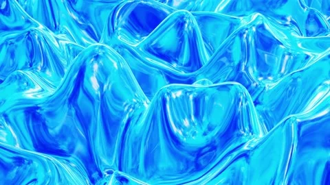 Liquid pattern like waves in looped motion. 3D stylish abstract blue bg of wavy Stock Footage 136295083
