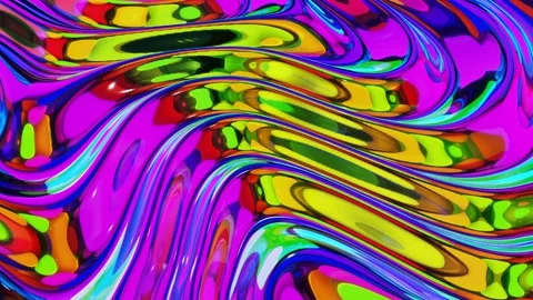 Liquid pattern like waves in looped motion. 3D stylish abstract iridescent bg of Stock Footage 136295405