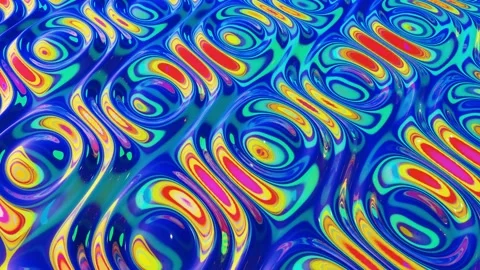 Liquid pattern like waves in looped motion. 3D stylish abstract iridescent bg of Video stock 136295540