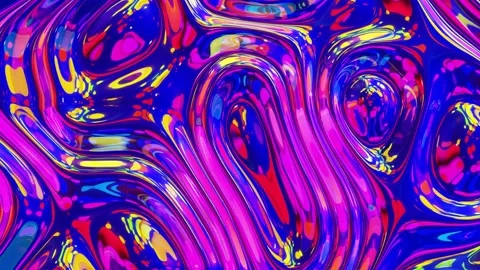 Liquid pattern like waves in looped motion. 3D stylish abstract iridescent bg of Stock Footage 136307760