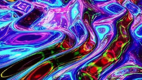 Liquid pattern like waves in looped motion. 3D stylish abstract iridescent bg of Stock Footage 137466927