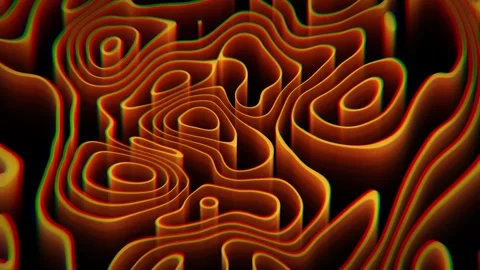 Liquid patterns animation with smooth fluid shapes and glowing orange contours Stock Footage 335805956