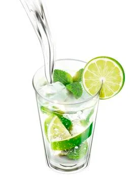 Liquid pouring into mojito Stock Illustration
