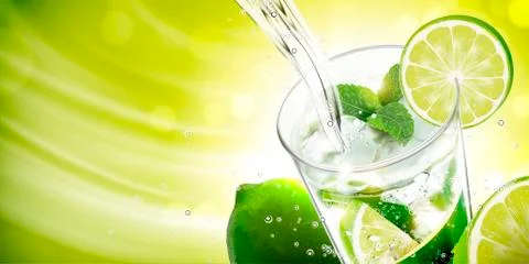 Liquid pouring into mojito Stock Illustration