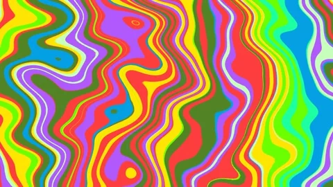 Liquid psychedelic pattern of curved lines Stock Footage 303886136