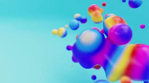 Liquid rainbow multicolored animated metaball or organic floating spheres blobes Stock Footage 160929896