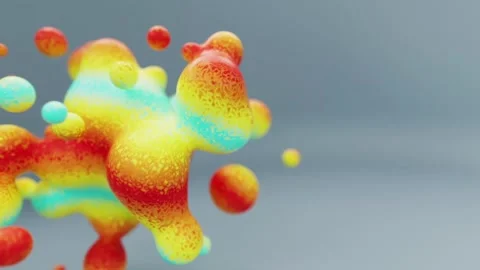 Liquid rainbow multicolored animated metaball or organic floating spheres blobes Stock Footage 161593130