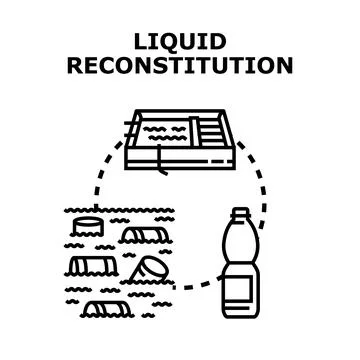 Liquid reconstitution process dissolving soluble powder in water Stock Illustration