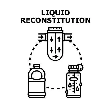 Liquid reconstitution process preparing diluted solution Stock Illustration
