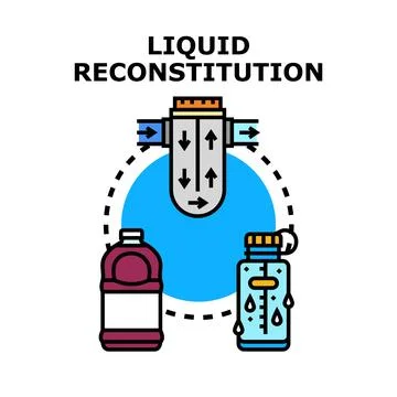 Liquid reconstitution process preparing diluted solution Stock Illustration